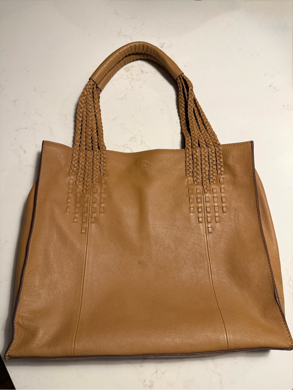 Lucky Brand Mina Tan Leather Tote Boho Chic - Picture 2 of 12
